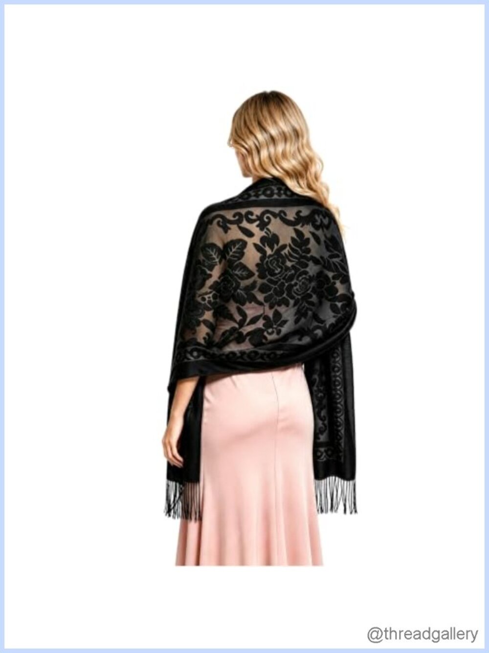 Velvet Lace Shawl Wrap Fringe Evening Wedding Bridesmaid Scarf